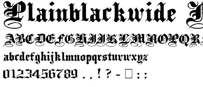PlainBlackWide Normal font